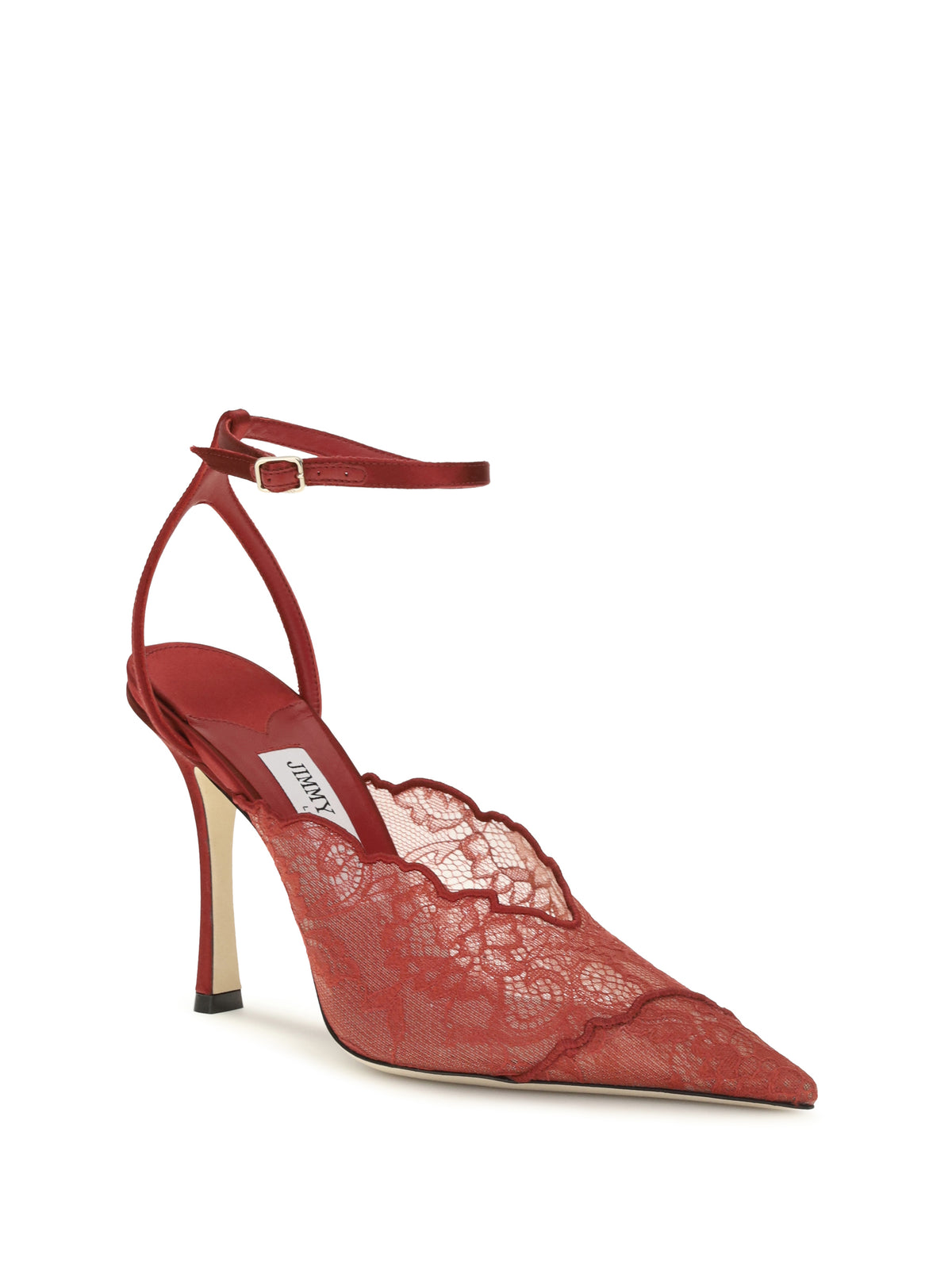 Jimmy Choo Faiz Metallic Lace Pumps - Ruby Red/Ruby Red