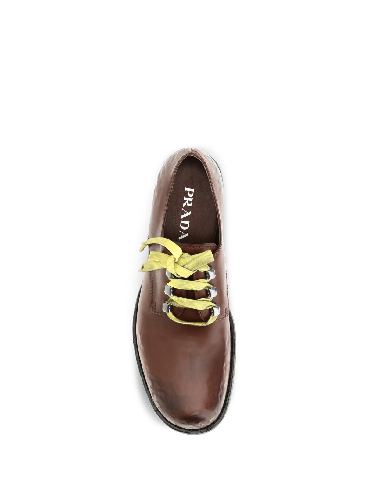 Prada Antique leather lace-up Loafers - Cacao