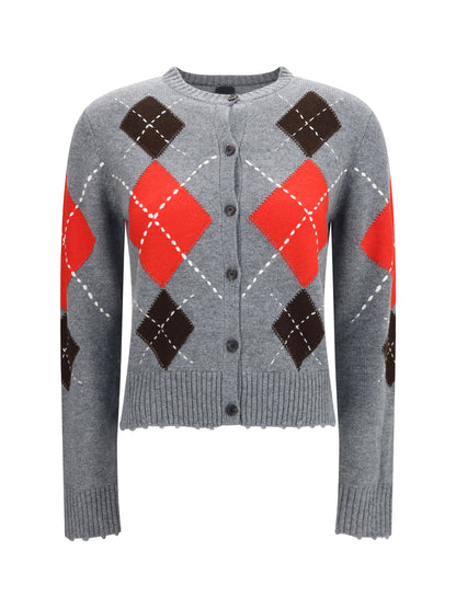 Pinko Cardiff diamond wool and cashmere crewneck Cardigan - Grey/Brown