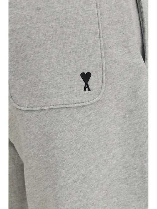 Ami Paris Ami de Cœur cotton Sweatpants - Gris Cendre Chine/Noir