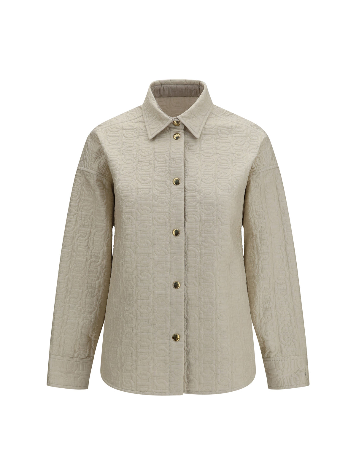 Moncler Quilted chain motif padded shirt Jacket - Pastel Brown