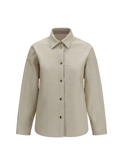 Moncler Quilted chain motif padded shirt Jacket - Pastel Brown