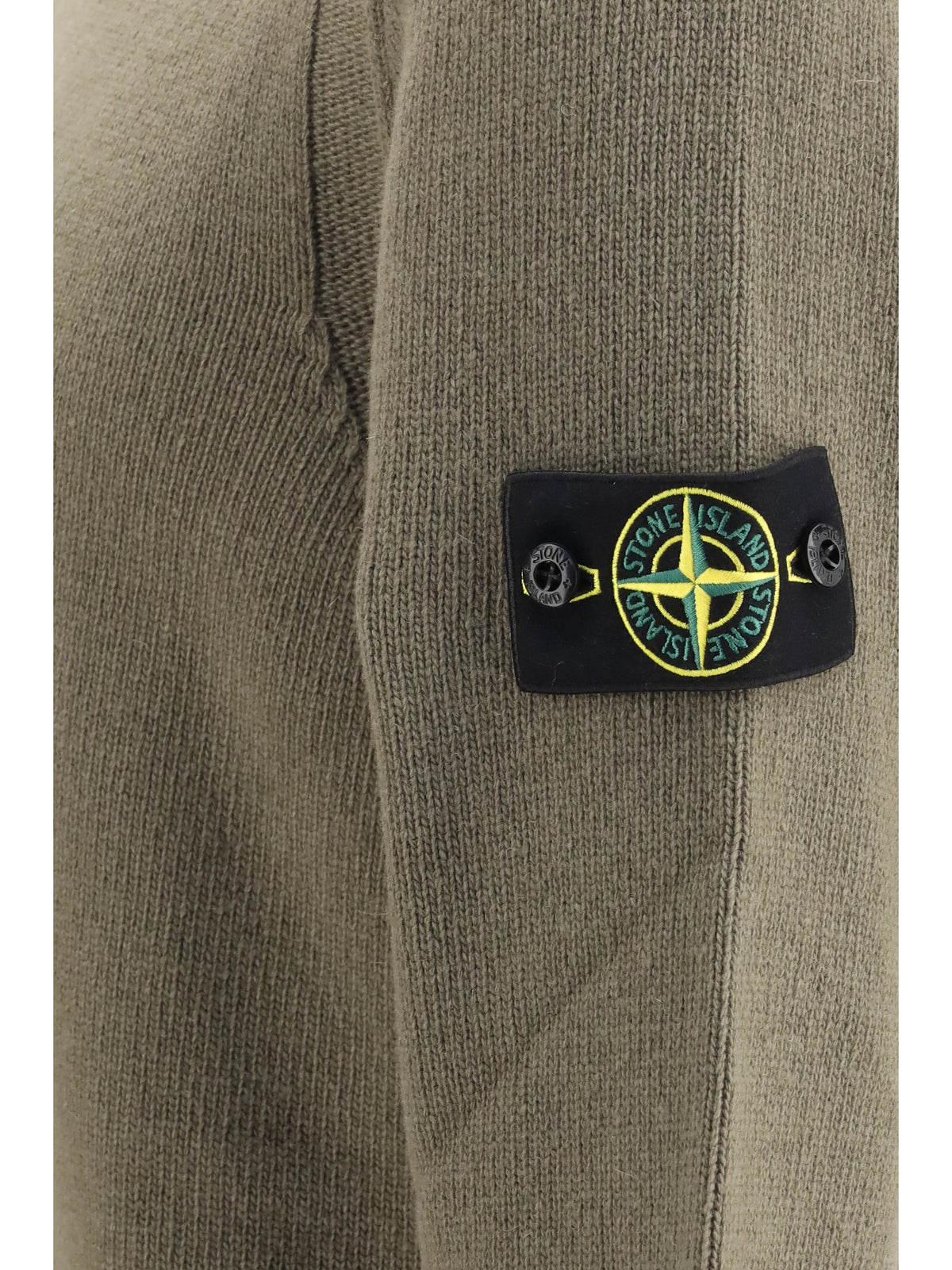 Stone Island Sweater crewneck with logo patch on the sleeve - Military Green