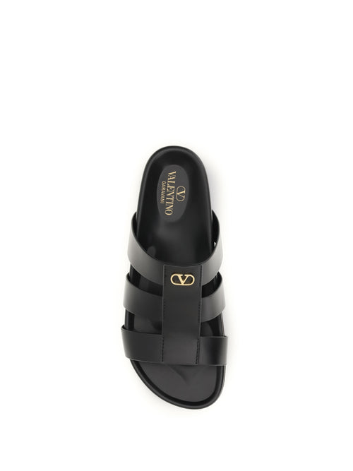 Valentino Garavani Studshield leather slide Sandals - Black