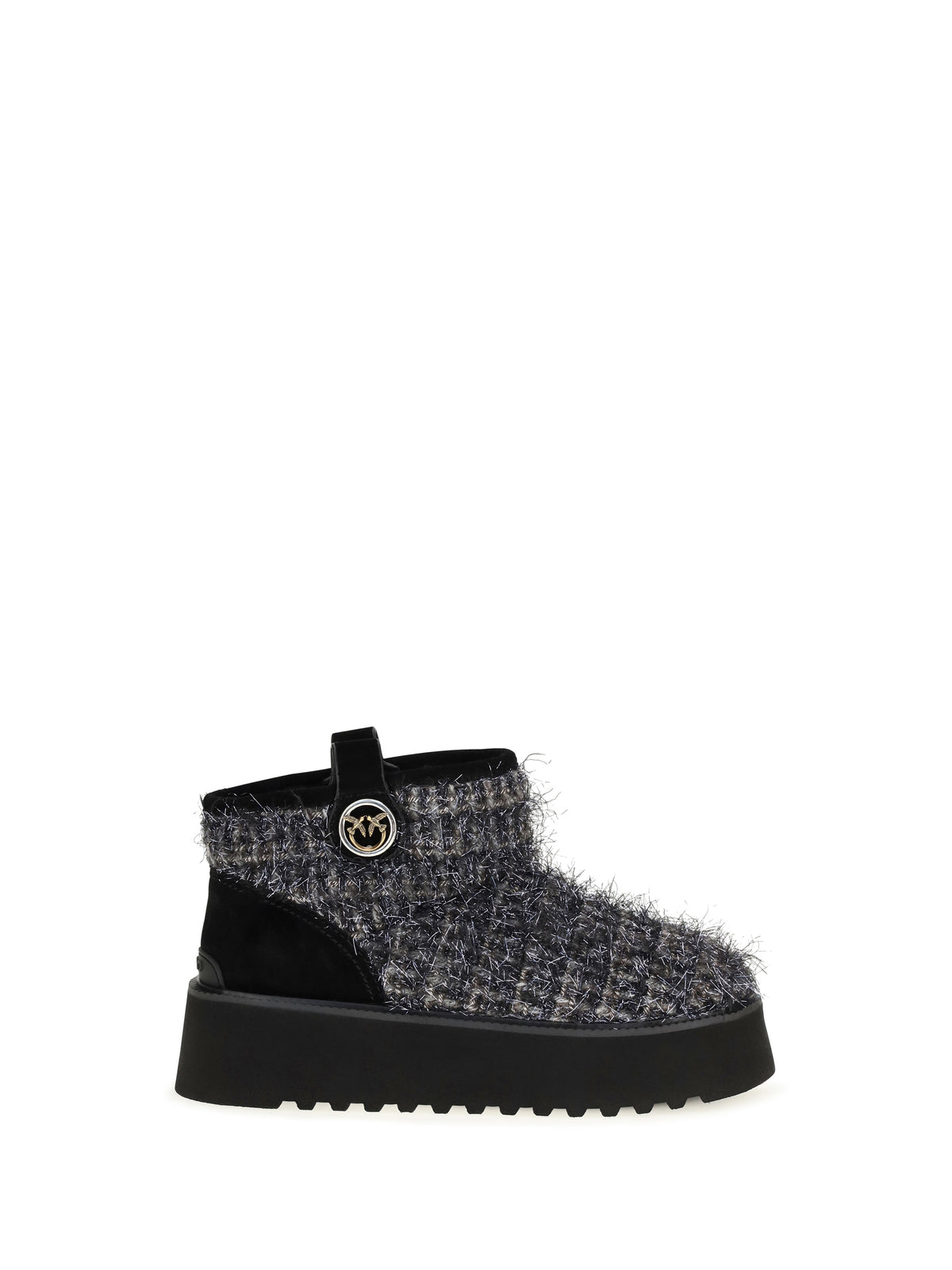 Pinko Tweed and lurex ankle Boots - Pewter