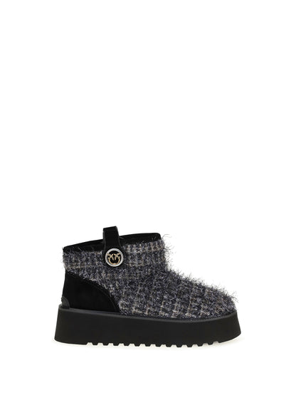Pinko Tweed and lurex ankle Boots - Pewter