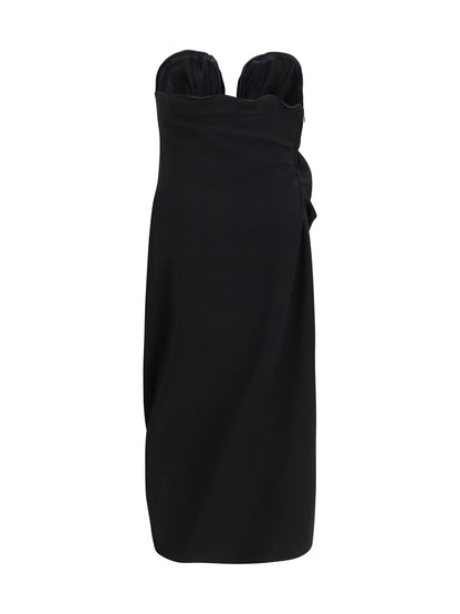 Magda Butrym Draped Dress with sculptural floral details - Black