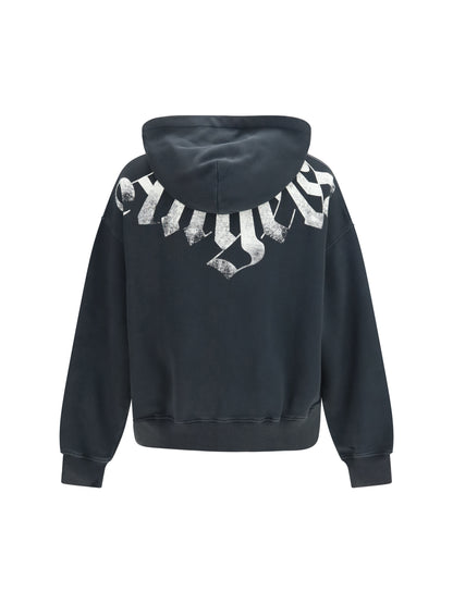 Palm Angels Hooded zip Sweatshirt - Black-Off White