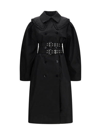 Ganni Belted double-breasted Coat - Black