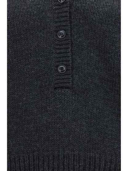 Our Legacy Country Henley merino Cardigan - Charcoal Dry