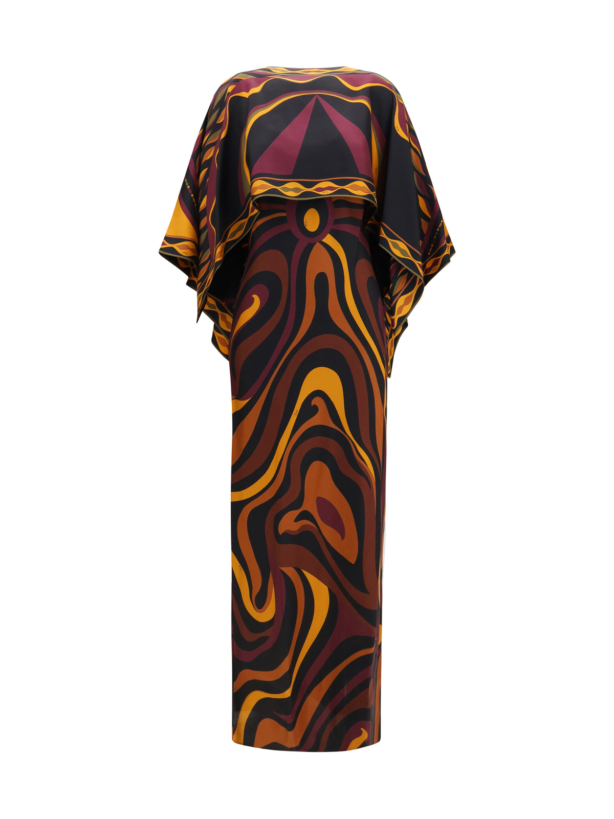 Pucci Silk Dress with shoulder cape - Burgundy Gold