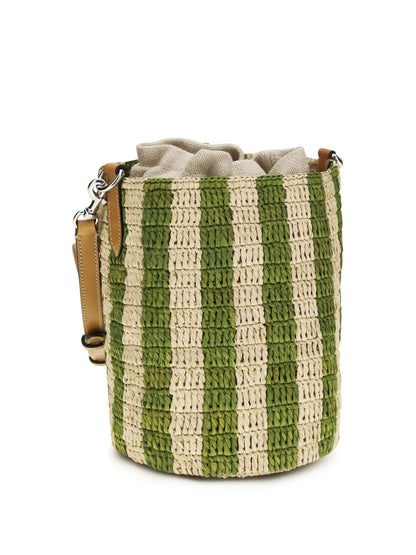 VALENTINO GARAVANI Striped raffia Bucket Bag