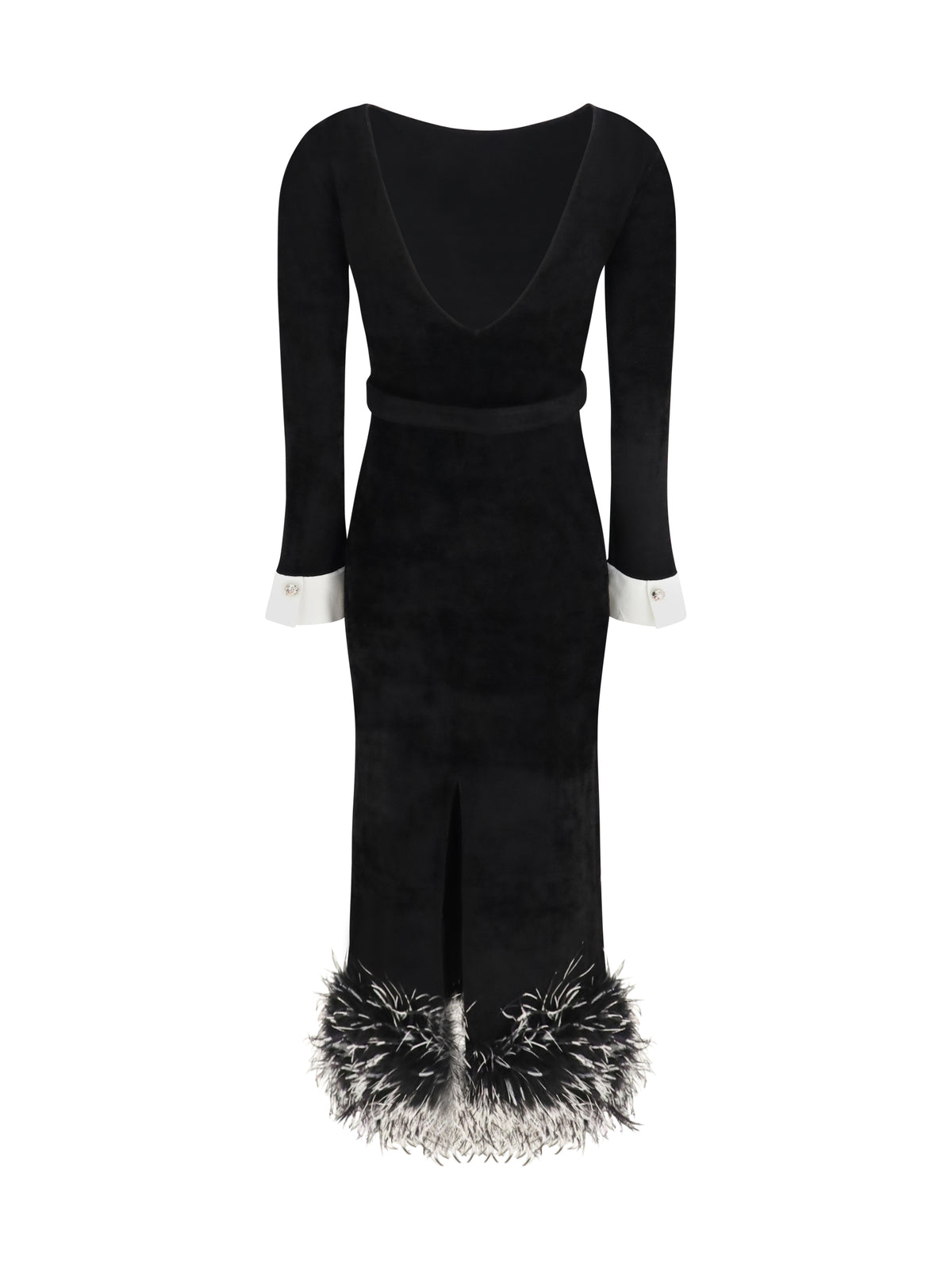 Self-Portrait Feather-trimmed Chenille Midi Dress - Black