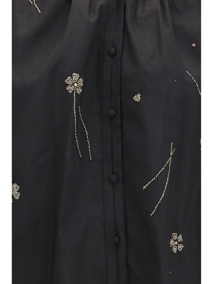 Forte_forte Fleurs d’Orient embroidered voile bohemian Shirt - Black