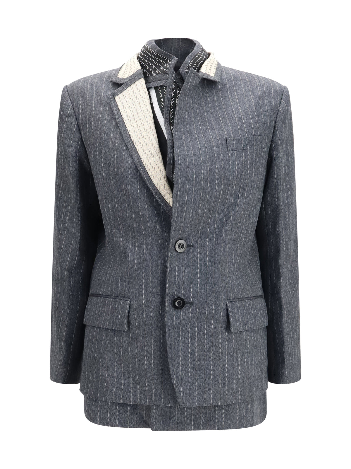 Sacai Pinstripe single breasted Jacket - Black