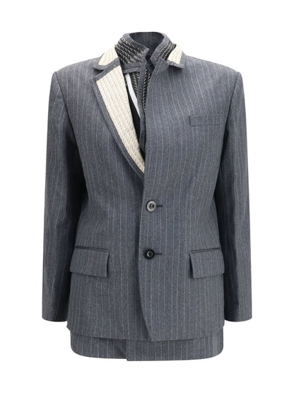 Sacai Pinstripe single breasted Jacket - Black