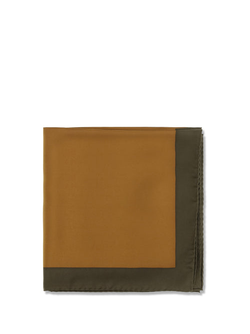 Saint Laurent Cassandre square silk twill Scarf - Ochre/Dark Green