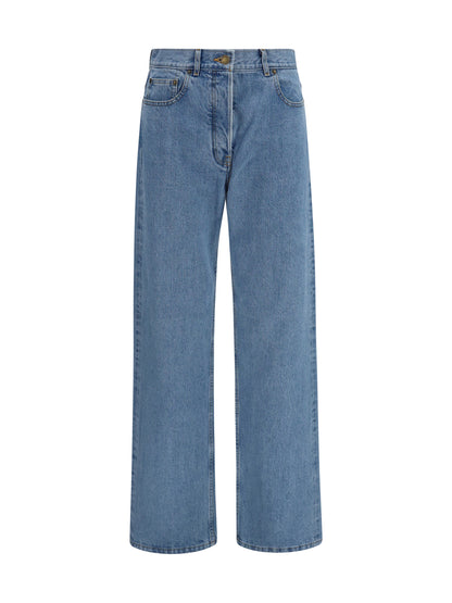 Thom Browne Straight-leg selvedge cotton Jeans with adjustable back strap - Light Blue
