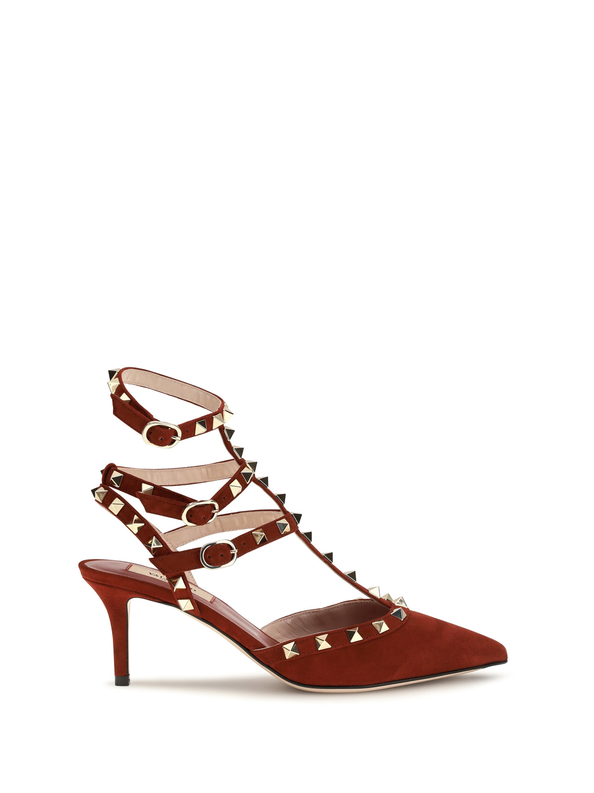 Valentino Garavani Rockstud suede Pumps - Russet Red