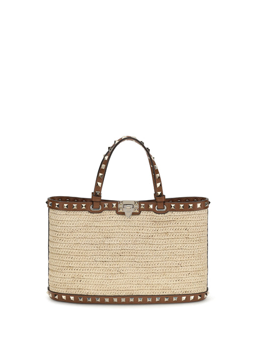 VALENTINO GARAVANI Rockstud raffia Tote Bag