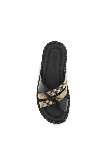 BURBERRY Drift leather and Check Sandals