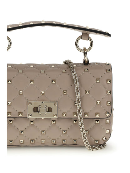 Valentino Garavani Rockstud Spike mini Top Handle Bag in nappa - Poudre
