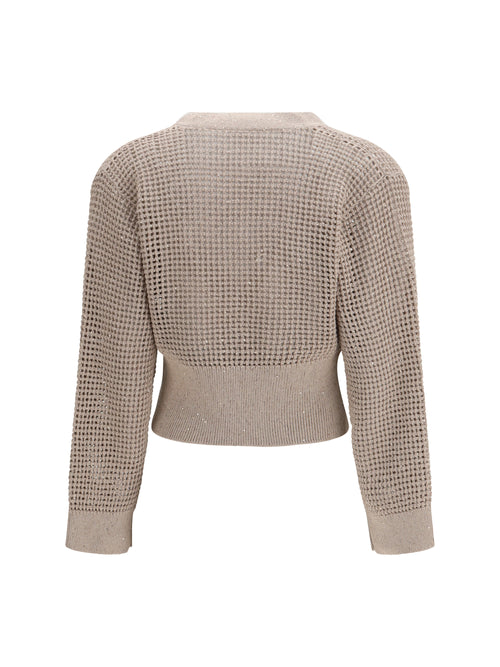Brunello Cucinelli Sequined mesh Cardigan - Deserto