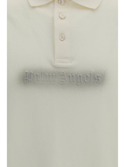 Palm Angels Cotton Polo with embroidered logo - Off White - Anthracite