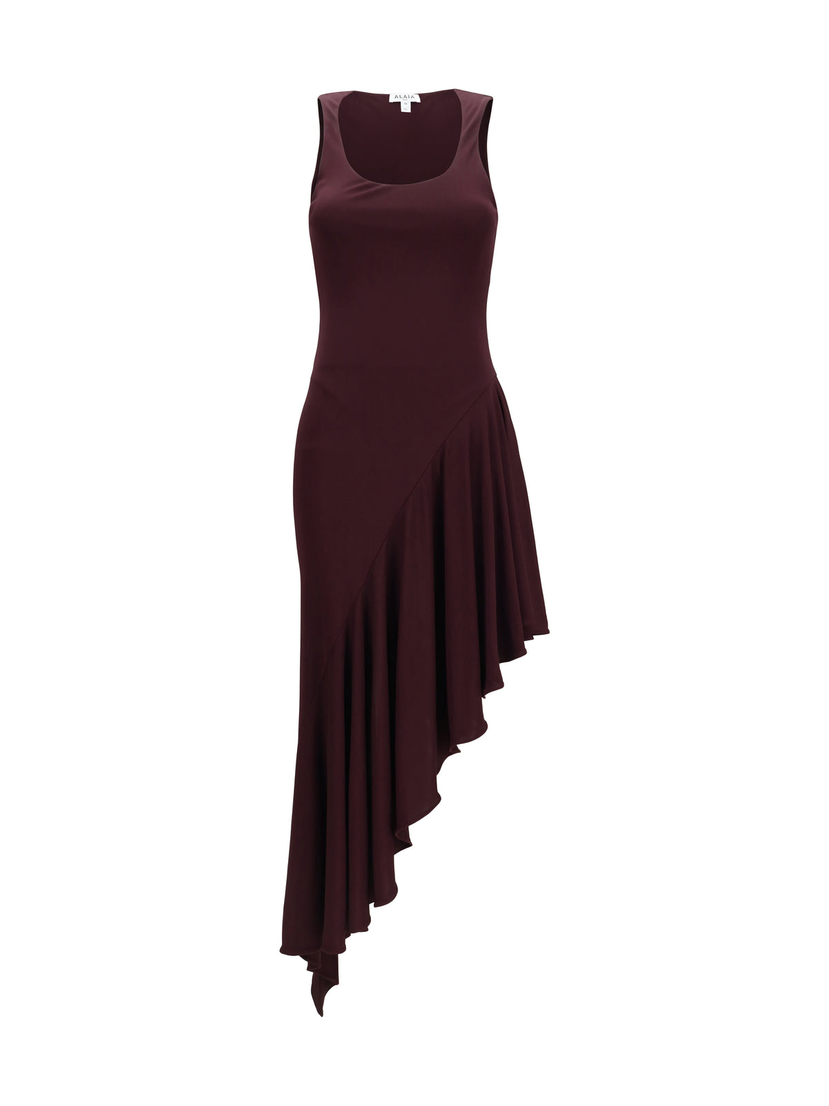 AlaïA Asymmetric fluid jersey Dress - Burgundy