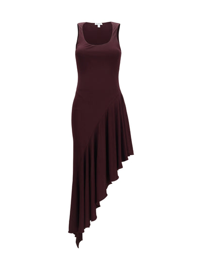AlaïA Asymmetric fluid jersey Dress - Burgundy