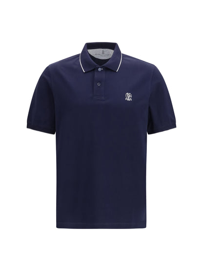 BRUNELLO CUCINELLI Polo in cotton jersey with short sleeves