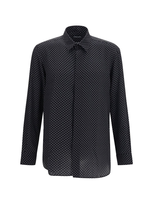 Tom Ford Silk crêpe de chine Polka-Dot Shirt - Black+White
