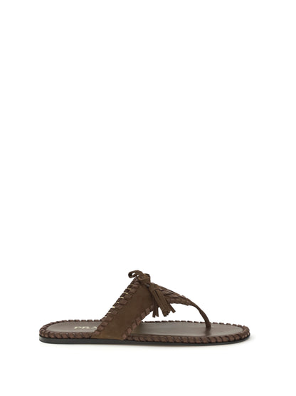 Prada Thong Sandals with tassels - Cacao