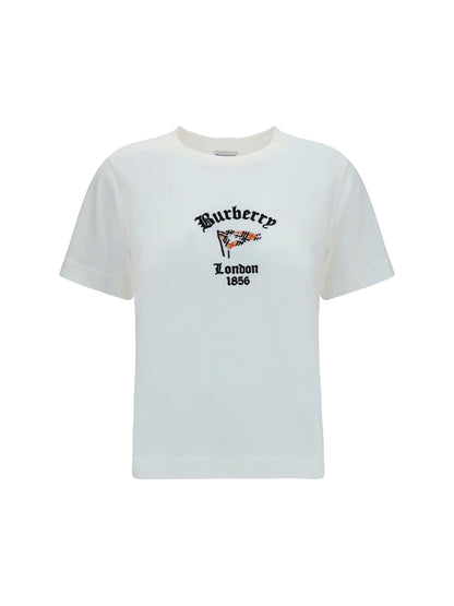 Burberry Cotton T-Shirt with Check Flag - Chalk
