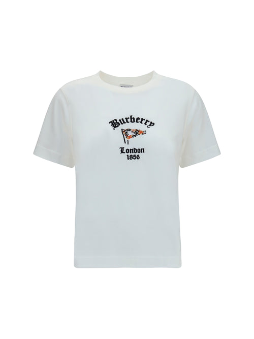 Burberry Cotton T-Shirt with Check Flag - Chalk