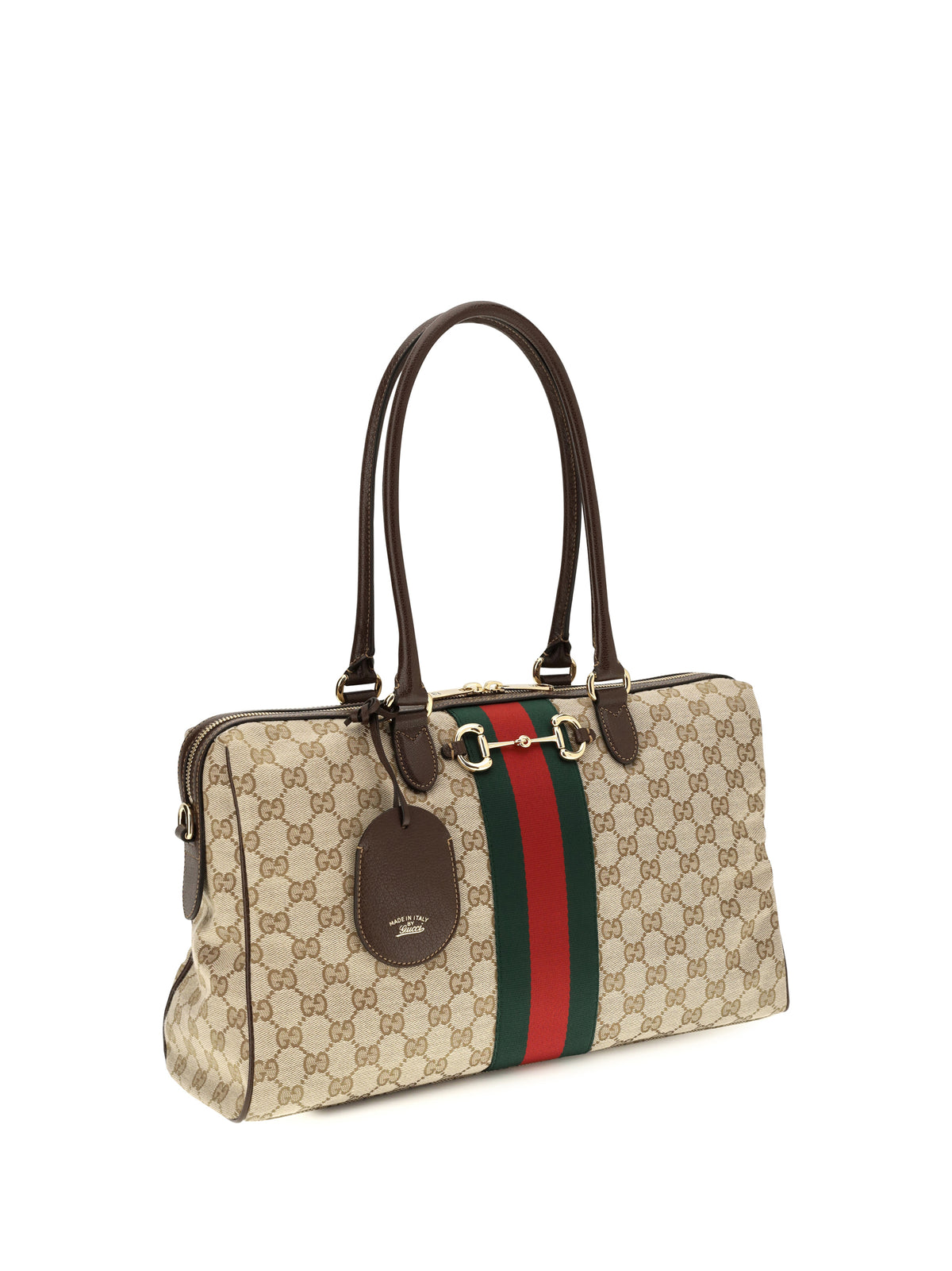 Gucci Large Horsebit Web top Handle Bag - Vint.Sand/Dk.Bro/Vrv