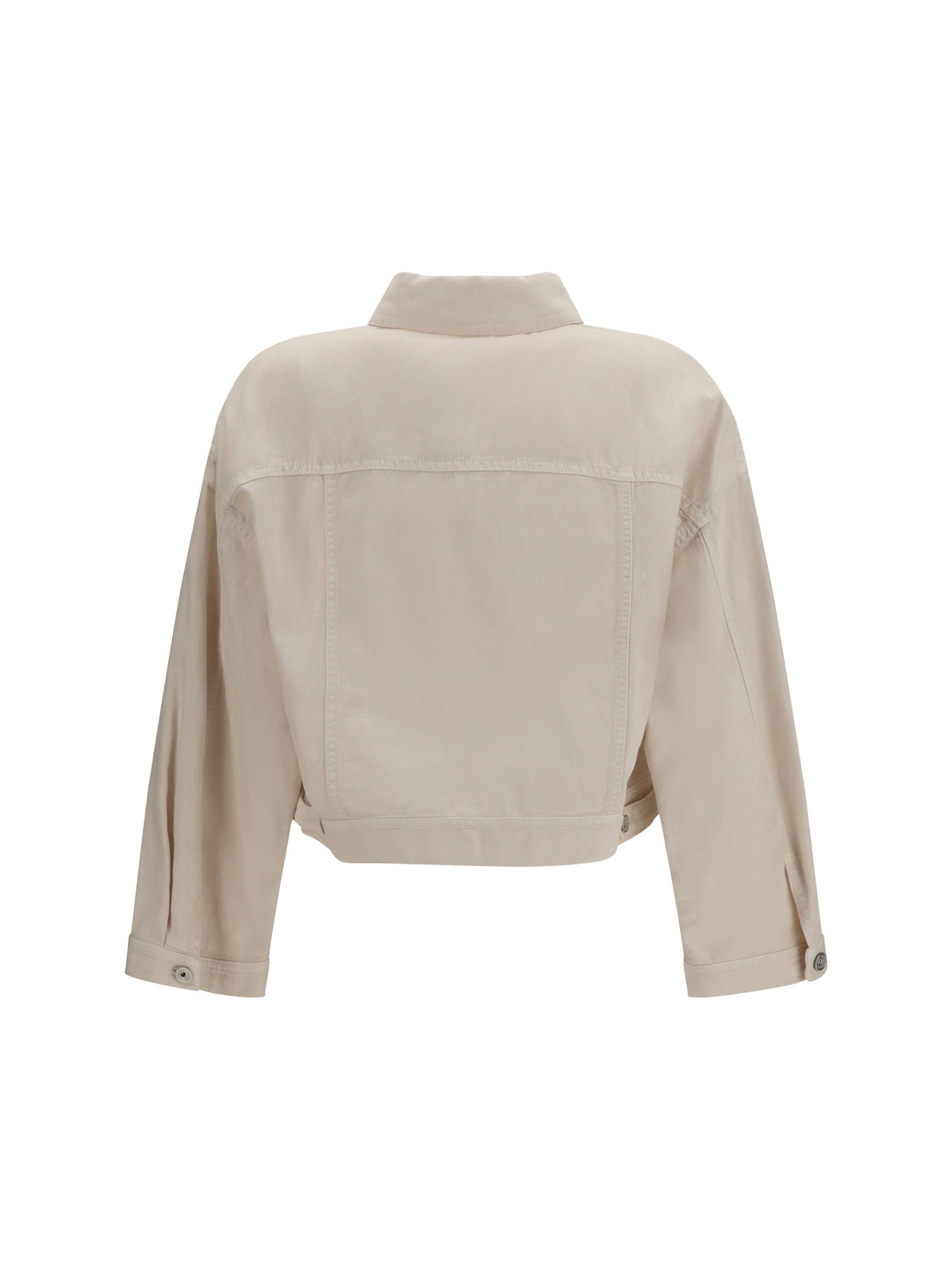 Brunello Cucinelli Cotton and linen Jacket with monili - Gesso