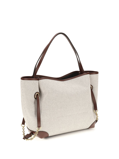 Chloé Clover Tote Bag in canvas - Crafty Brown