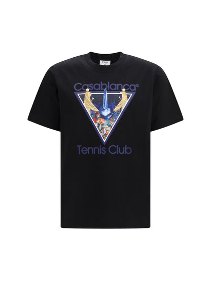 Casablanca Tennis Club Monde Perdu print T-shirt - Black