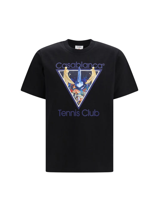 Casablanca Tennis Club Monde Perdu print T-shirt - Black
