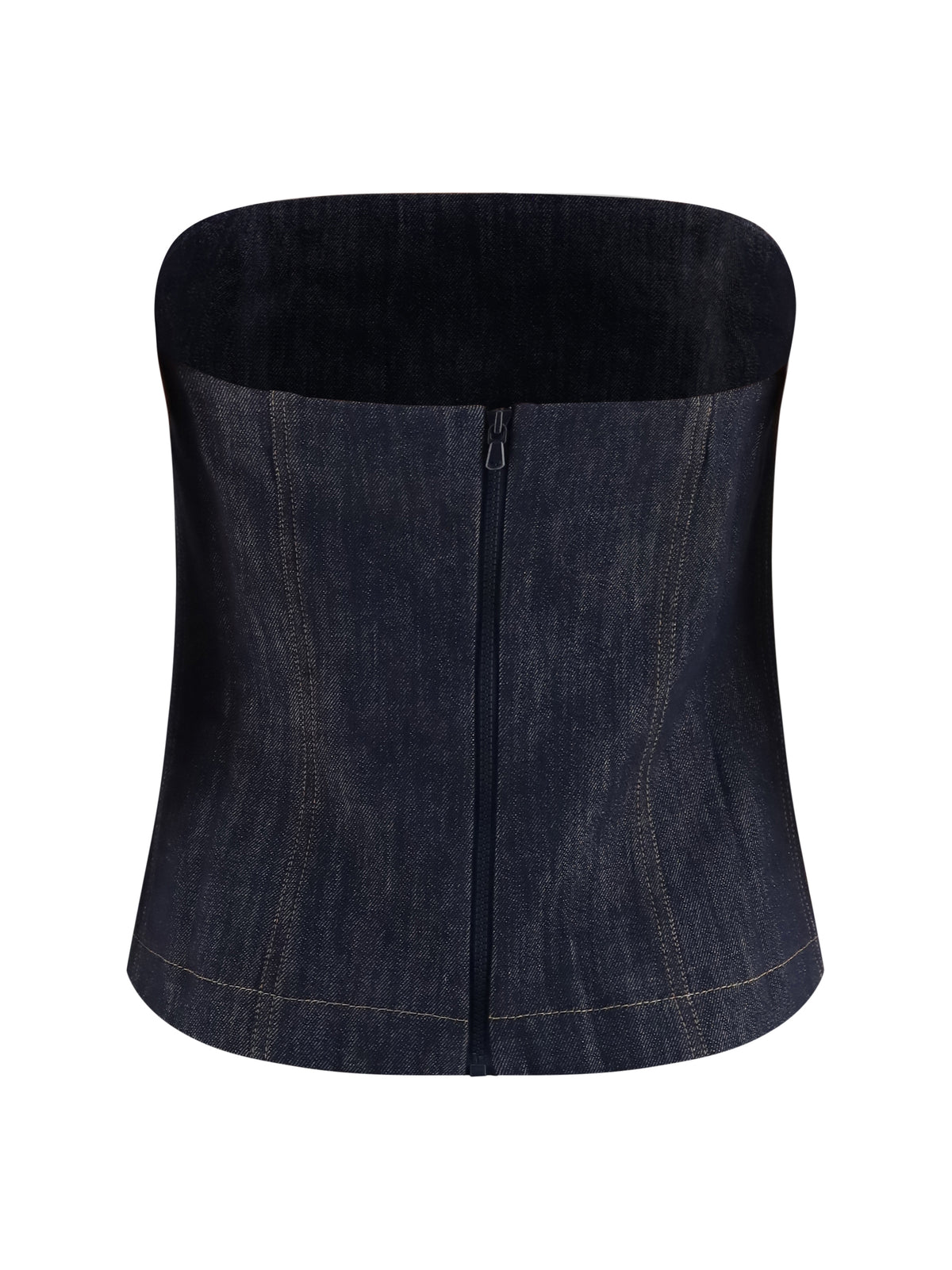 Brunello Cucinelli denim effect twill Bandeau Top - Denim Blue