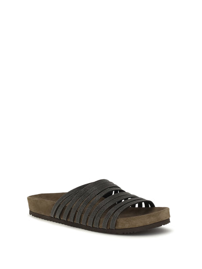 BRUNELLO CUCINELLI Lace-up Slides with monili embellishment