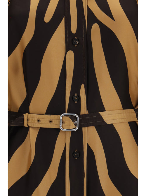 Ferragamo Twill Shirt Dress - Camel/Darkexpresso