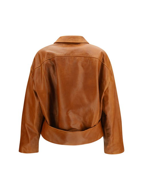Marni Glossy leather Jacket with back martingale - Cognac