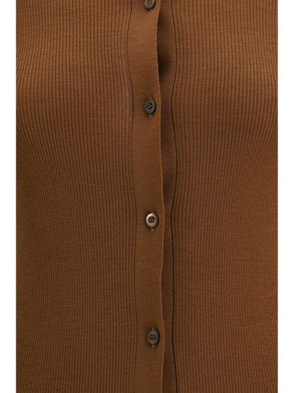 Prada Ribbed wool Cardigan - Tobacco