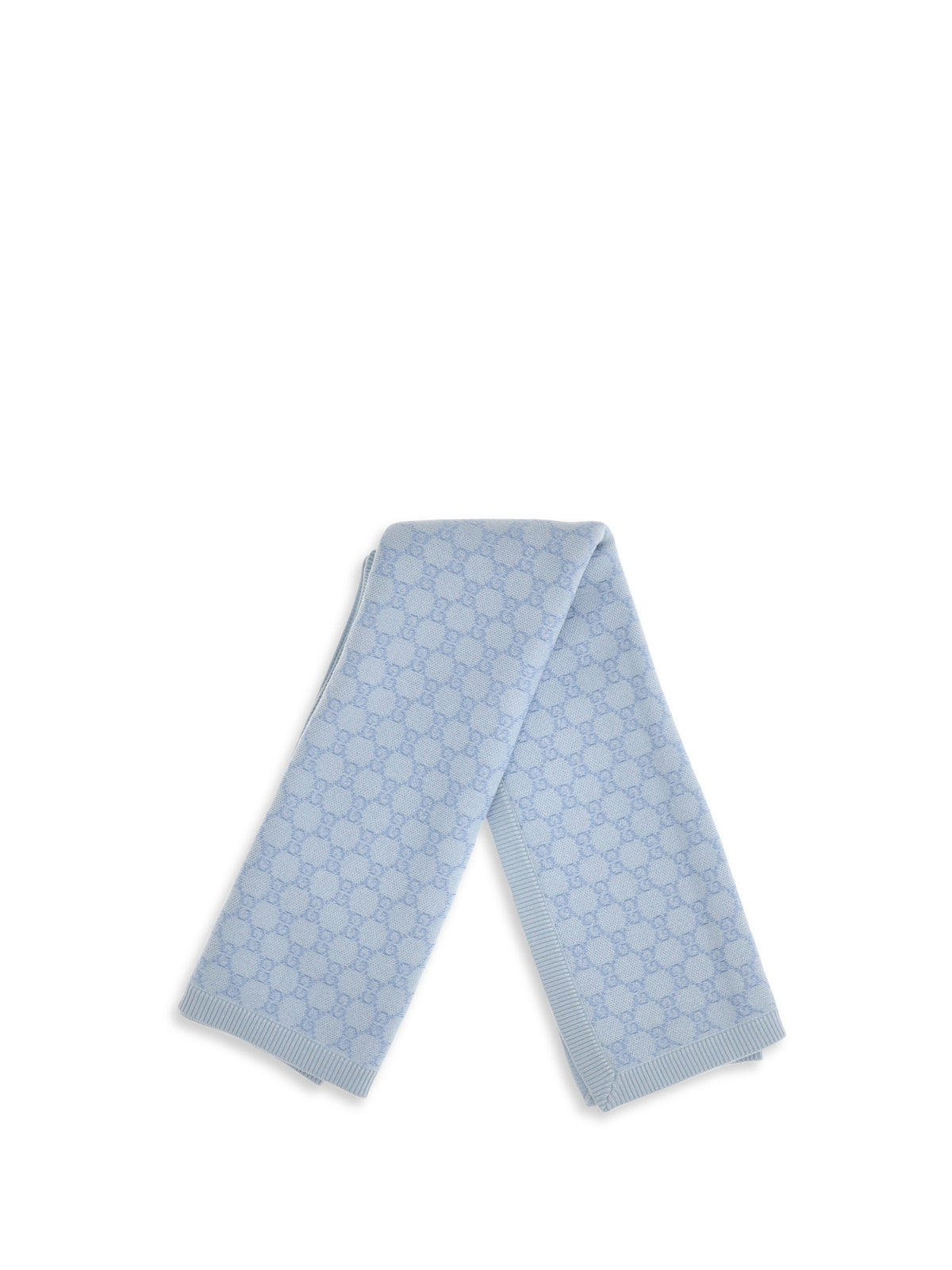 Gucci GG Monogram wool Blanket for Baby - Ivory/Sky Blue
