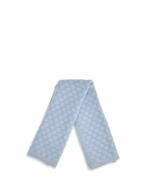 Gucci GG Monogram wool Blanket for Baby - Ivory/Sky Blue