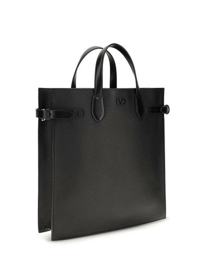 Valentino Garavani Medium Antibes grained leather Shopping Bag - Black