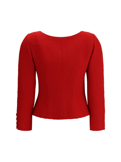 VALENTINO Short Jacket in Plain Wool Tweed