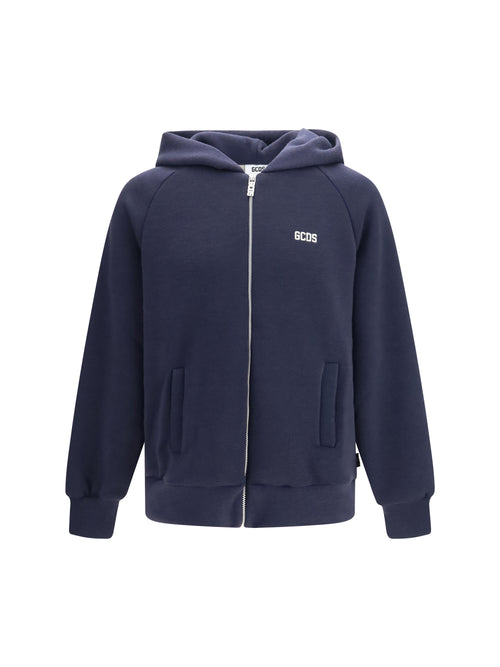 GCDS Hooded Sweatshirt with back logo - Dark Blue/Bone